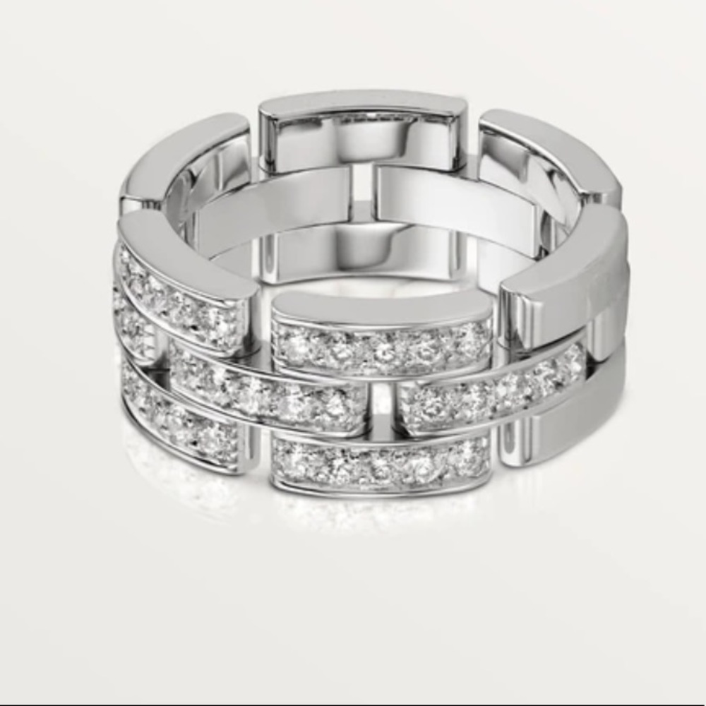 CARTIER MAILLON PANTHÈRE RING, 3 HALF DIAMOND-PAVED ROWS